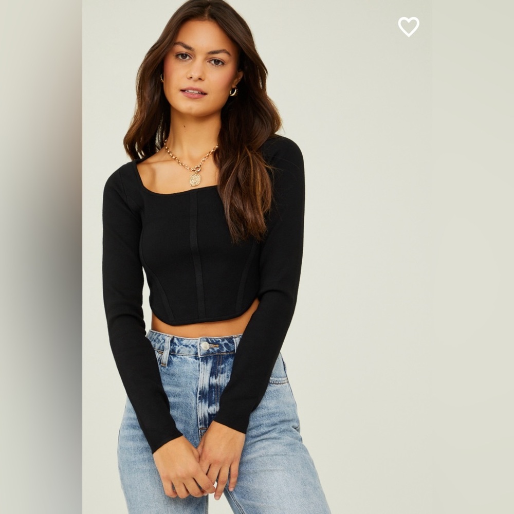 NWT Altar’d State Lucia Cropped Corset Top Black Small - Picture 2 of 7